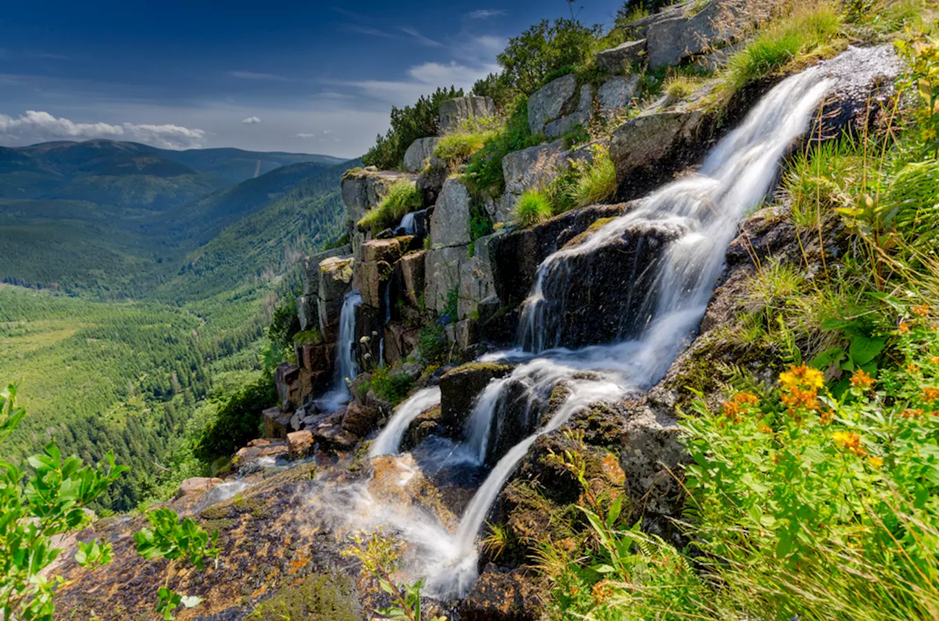 Pančavský vodopád v Krkonoších - nejvyšší vodopád v České republice