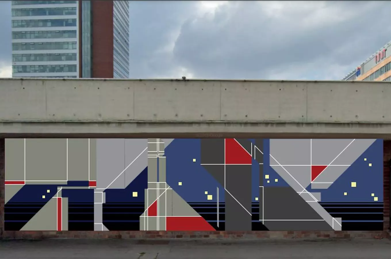 Mural Nové Butovice u autobusového nástupiště