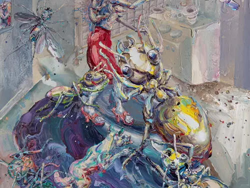 Michael Rittstein, Jarní invaze, 2024, akryl na plátně, 240 x 180 cm
