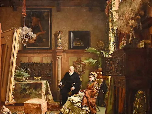 Václav Brožík, Návšteva v ateliéru, 1878-1879, Západoceská galerie v Plzni