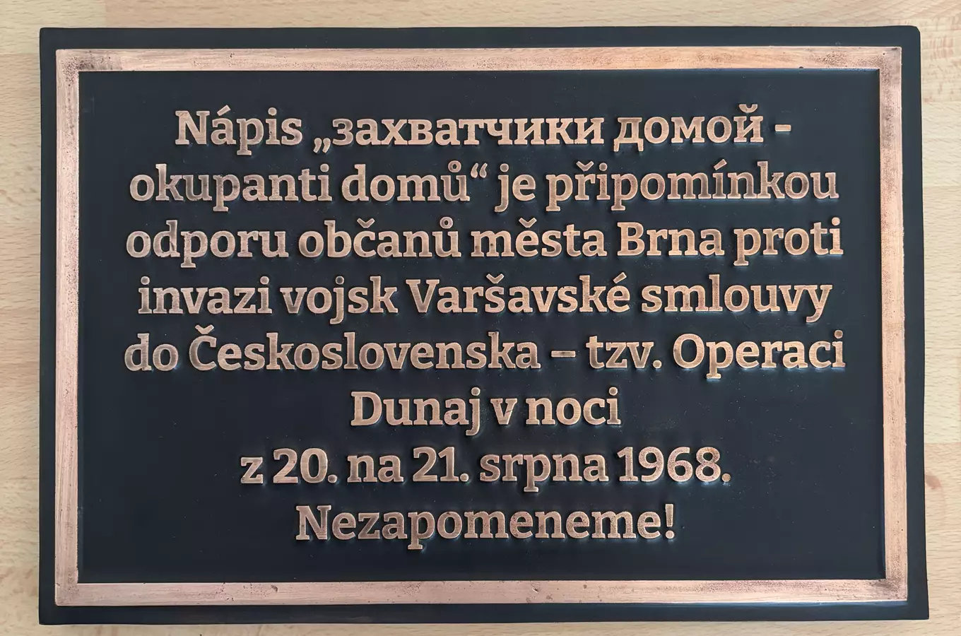 Památník okupace z roku 1968 v Merhautově ulici č. 77 v Brně