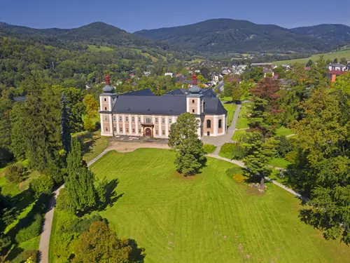 Kovová plastika sv. Huberta v Loučné nad Desnou