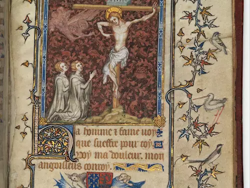 Modlitební kniha Bony Lucemburské, Jean Le Noir, pred rokem 1349, pergamen, tempera, inkoust, zlacení a stríbrení, New York, The Metropolitan Museum of Art