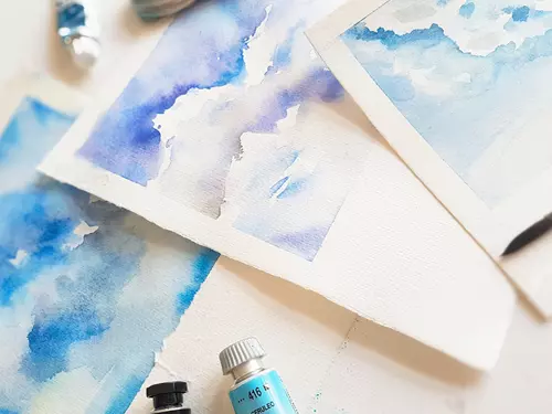 Obloha malovaná akvarelovými barvami