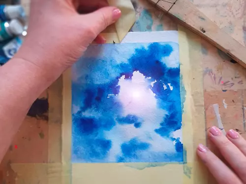 obloha akvarelem