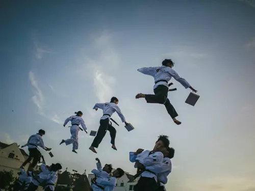 Korejská taekwondo show na Václavském náměstí