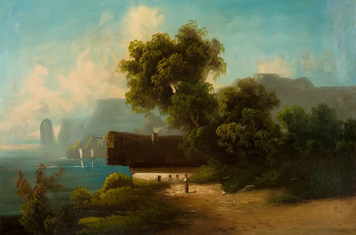 Kirhig Alois, Romantická krajina, 2 pol. 19 stol., olej na plátně