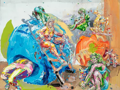 Michael Rittstein, Plody, 2023, akryl na plátně, 150 x 180 cm