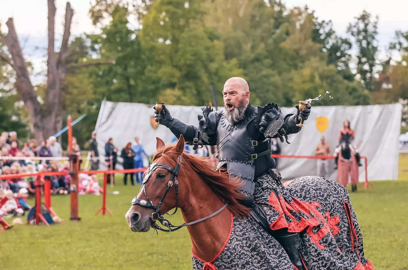 Rytíři u hradu Bouzova pořádají přes léto turnaje na koních