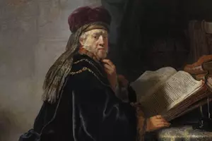 Rembrandt Učenec v knihovně
