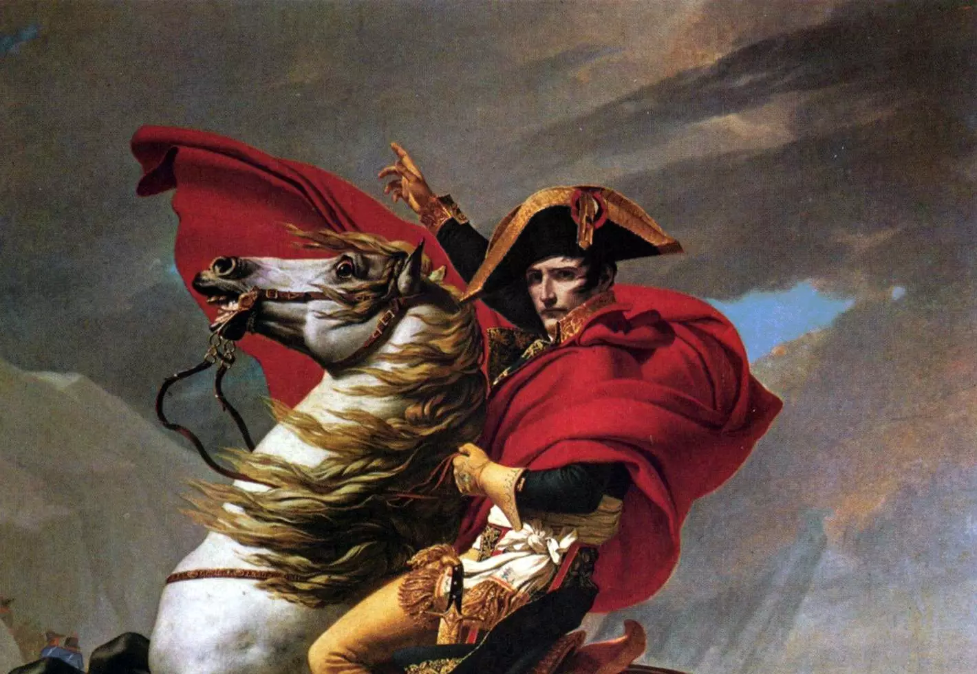 Bonaparte při přechodu Alp na obrazu Jacquese-Louise Davida